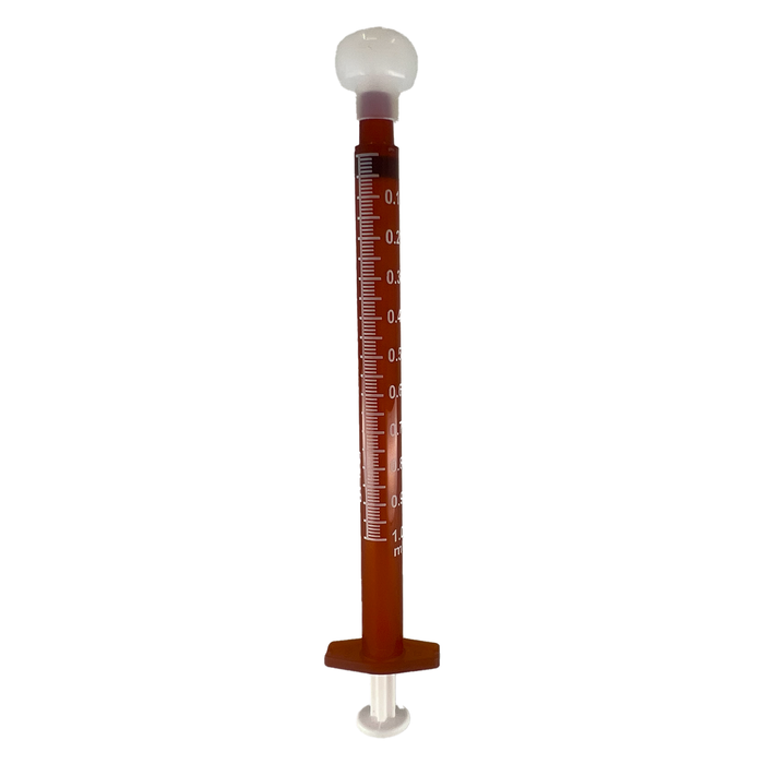 Syringes, Oral Dispensing (Amber w/ White Tip Caps, 1 mL)