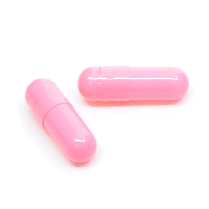 Size #0-Pink/Pink - Pharmaceutical Compounding Gelatin Capsules individual close up
